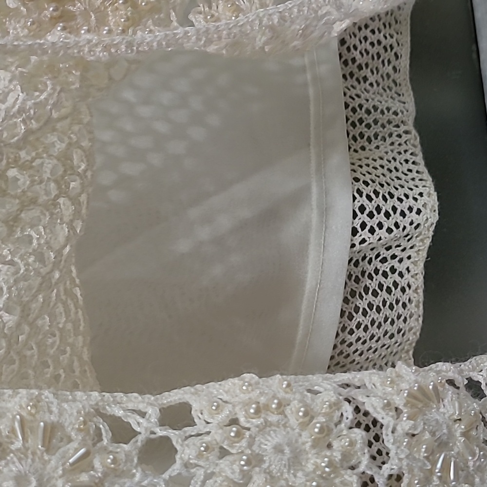 Seventh Avenue crochet pearl beaded top Romantic Y2K Boho Festival Fairy - Picture 11 of 11